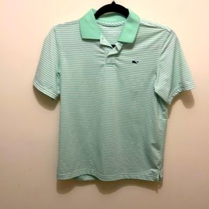 Vineyard Vines boys M(12-14) perf polo lime green
